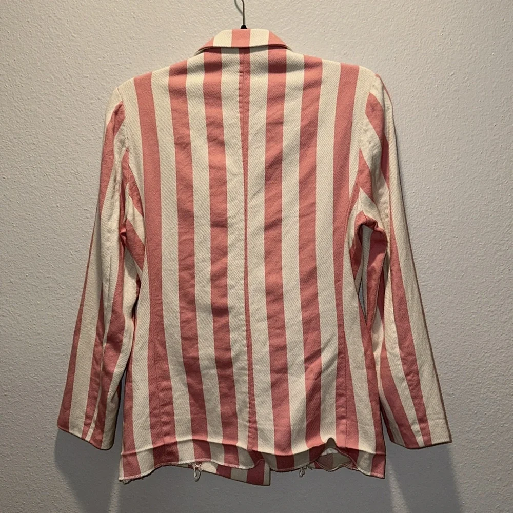 MIGUELINA *Chiara* pink ivory stripe double breasted blazer jacket XS - Picture 9 of 11